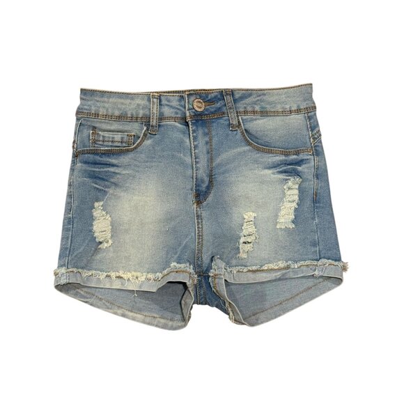 NEW RAW Size 5 Distressed Light Blue Denim Jean Shorts Vintage Charm Artful Rips - Picture 4 of 8
